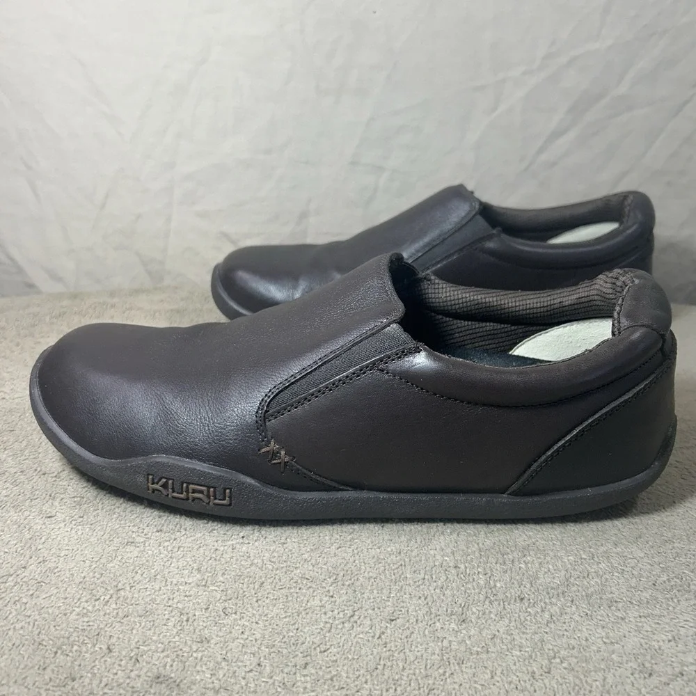 KURU Slip On Shoes Mens 13 Brown Leather Comfort Work Casual Kivi Style